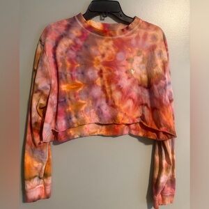American Eagle Super Soft Multi-color Tie-Dye Crop Long sleeve sweatshirt XL